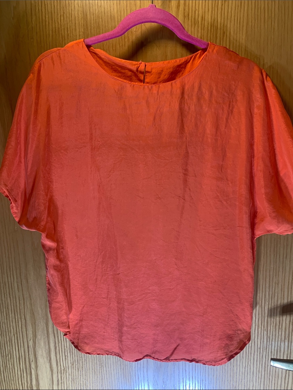 Angela Tong 100% Silk Lightweight Orange Batwing Blouse - Size 12- Rare!